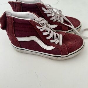 Vans Kids High-Top Sneakers in Burgundy and White
